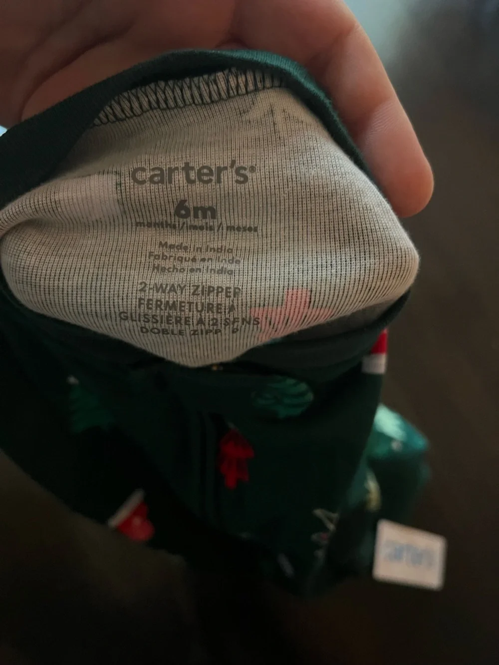 New - Carter’s Green Holiday Tree Print Footed One-Piece Sleeper